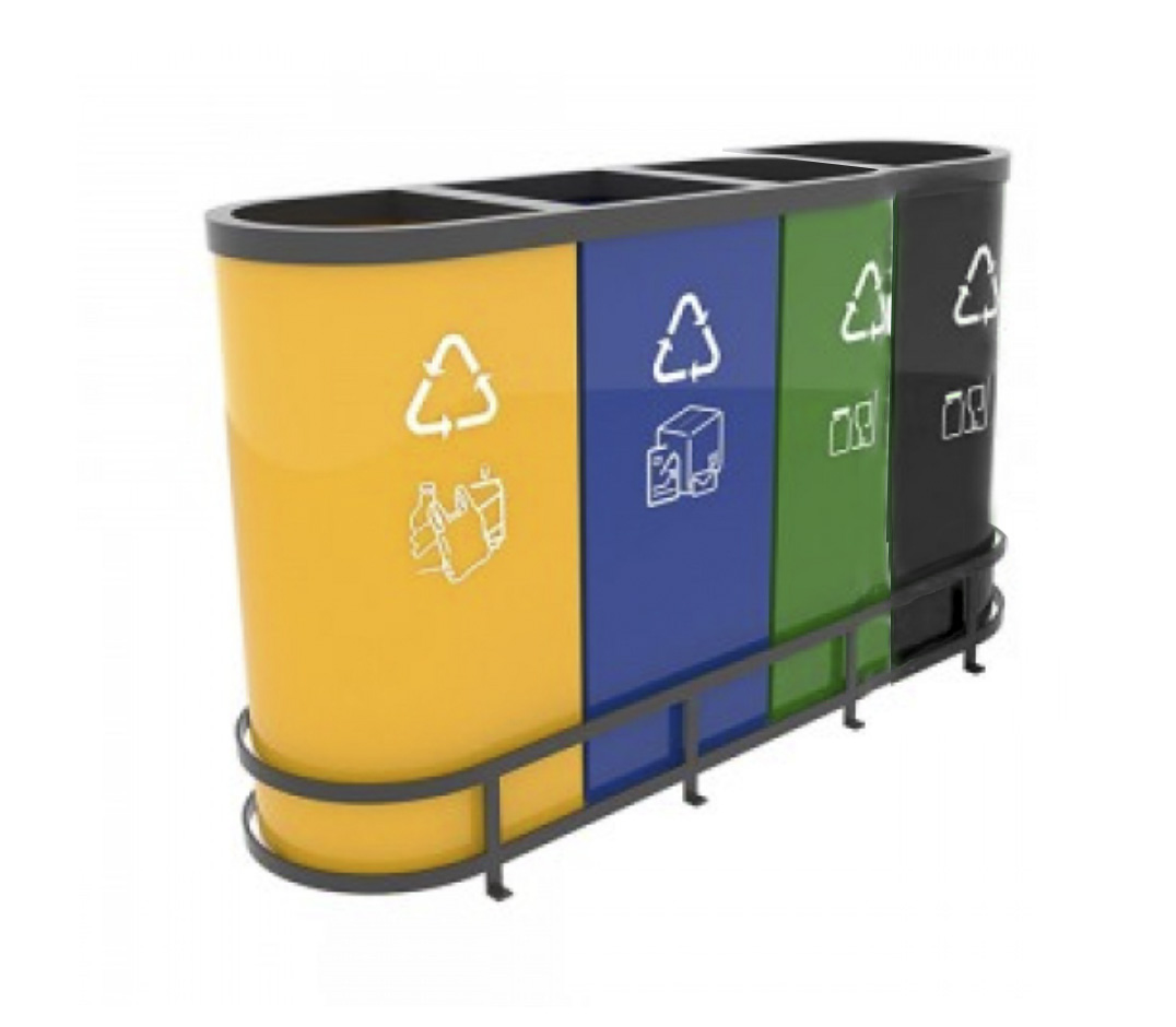 Set cosuri de reciclare din metal ultra rezistent  60L/recipient  4 recipiente  MALMO B  Best-seller
